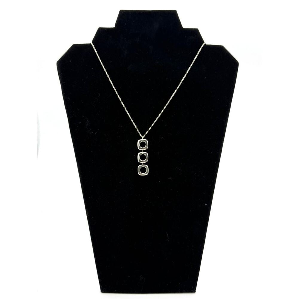 Tiffany & Co. Triple Square Cushion Pendant Necklace*BRIGHT& SHINY*Velvet BOX